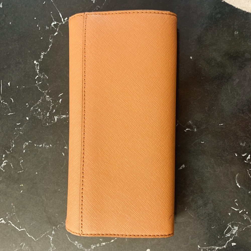 MK Long Brown Button Leather Wallet - Picture 7 of 8